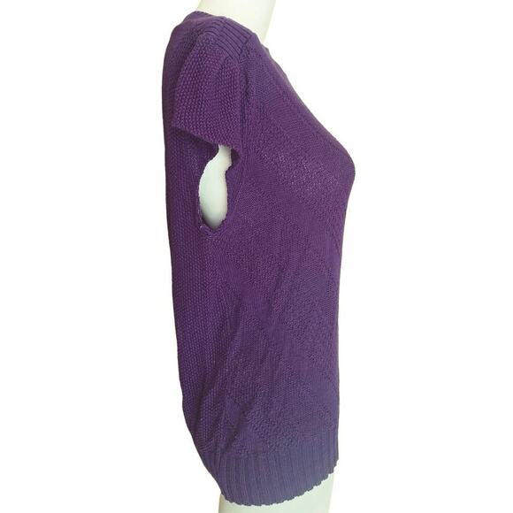 Jessica Scott Vintage Women's Size Medium Chevron Micro Knit Sweater Top Purple - Picture 2 of 5